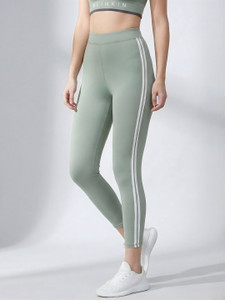 blinkin striped women light green tights