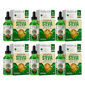 bliss of earth stevia liquid drops sugar free zero calorie diabetic and keto friendly sugar substitute glycerin free 998 reb glass bottle 30 ml pack of 6