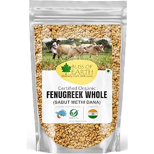 bliss of earth certified organic 200gm fenugreek seed sabut methi dana spices and masala for  hair grow  boosting metabolism amp immunity  weight loss  healthy cooking