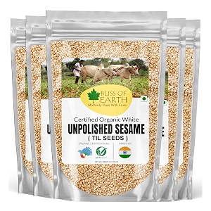 bliss of earth organic unpolished sesame seeds 5x600 gm white for eating raw til seeds