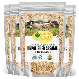 bliss of earth organic unpolished sesame seeds 4x600 gm white for eating raw til seeds