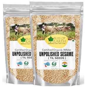 bliss of earth organic unpolished sesame seeds white for eating raw til seeds pack of 2x200gm