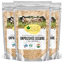 Bliss of Earth Organic Unpolished Sesame Seeds White For Eating, Raw Til Seeds Pack Of 3x200gm