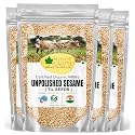 Bliss of Earth Organic Unpolished Sesame Seeds White For Eating, Raw Til Seeds Pack Of 4x500gm