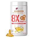 Bliss Welness 8X Strength Omega 3 Fish Oil Capsules | Highest Active Omega-3 Concentration - 3000mg Fish Oil Supplement with 1400mg EPA & 1000mg DHA for Men & Women | Muscle, Heart, Brain, Eyes, Skin & Joints Heal