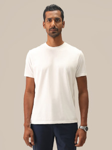 BlissClub Solid Men Round Neck White T-Shirt