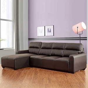blisscraft -nicester leatherette 5 seater lhs l shape sofa set brown