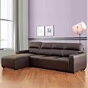 Blisscraft -Nicester Leatherette 5 Seater LHS L Shape Sofa Set (Brown)
