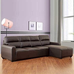 blisscraft -nicester leatherette 5 seater rhs l shape sofa set brown