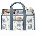 Blissful Diary Floral Diaper Caddy Organizer, Peony Blue