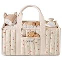 Blissful Diary Diaper Caddy Organizer, Storage Basket, Woodland Cream
