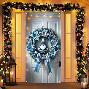 BlissYard Christmas Door Cover 35x71 Inch Gnome