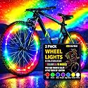 BLITZU Bike Wheel Lights 2-Pack, 7 Color Bicycle Spoke LED for Night Riding