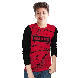 BLIVE Boys Printed Regular Fit T-Shirt