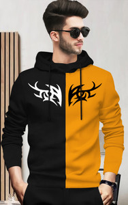 BLIVE Men Printed Hooded Neck Cotton Blend