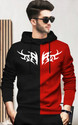 BLIVE Printed Men Hooded Neck Black Red