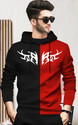 BLIVE Printed Men Hooded Neck Black Red