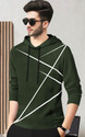 BLIVE Printed Men Hooded Neck Dark Green