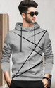 BLIVE Printed Men Hooded Neck Grey T-Shirt