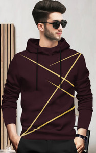BLIVE Printed Men Hooded Neck Maroon T-Shirt