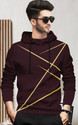 BLIVE Printed Men Hooded Neck Maroon T-Shirt