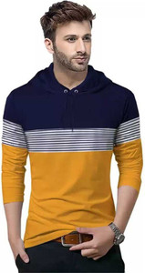 BLIVE Men Printed Hooded Neck Cotton Blend