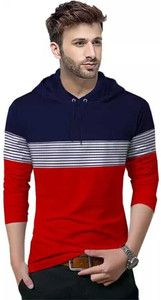 BLIVE Men Printed Hooded Neck Cotton Blend