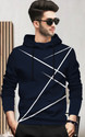 BLIVE Printed Men Hooded Neck Navy Blue