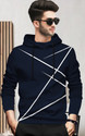 BLIVE Printed Men Hooded Neck Navy Blue