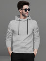 BLIVE Solid Men Hooded Neck Grey T-Shirt