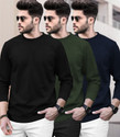 BLIVE Solid Men Round Neck Multicolor T-Shirt