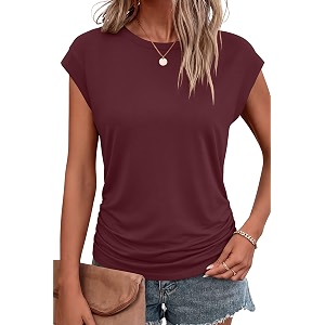 Bliwov Womens Summer Tops Cap Sleeve Crew