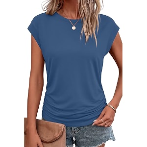 Bliwov Womens Summer Tops Cap Sleeve Crew