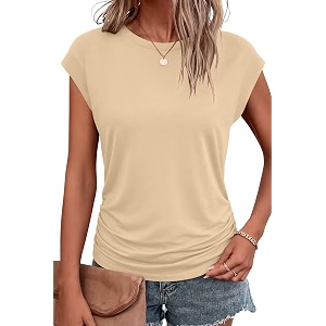 Bliwov Womens Summer Tops Cap Sleeve Crew