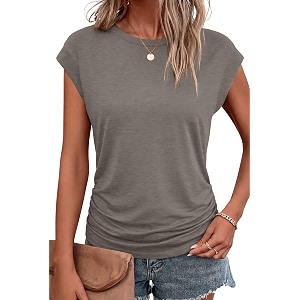 Bliwov Womens Summer Tops Cap Sleeve Crew