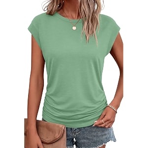 Bliwov Womens Summer Tops Cap Sleeve Crew