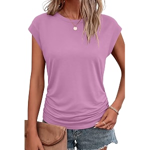 Bliwov Womens Summer Tops Cap Sleeve Crew