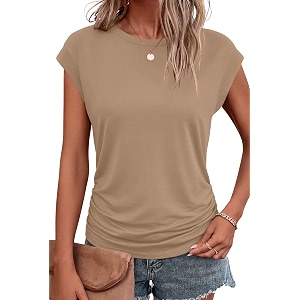 Bliwov Womens Summer Tops Cap Sleeve Crew