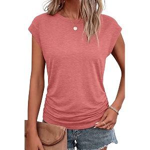 Bliwov Womens Summer Tops Cap Sleeve Crew