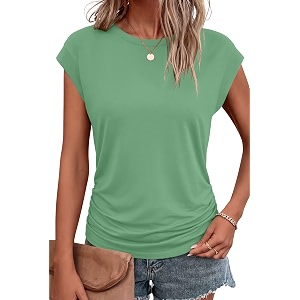 Bliwov Womens Summer Tops Cap Sleeve Crew