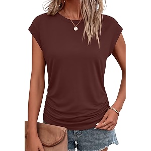 Bliwov Womens Summer Tops Cap Sleeve Crew