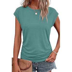 Bliwov Womens Summer Tops Cap Sleeve Crew