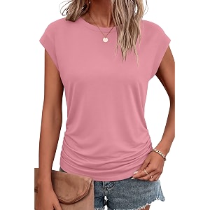 Bliwov Womens Summer Tops Cap Sleeve Crew