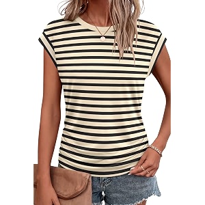 Bliwov Womens Summer Tops Cap Sleeve Crew