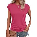 Bliwov Womens Summer Tops Cap Sleeve Crew