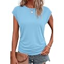 Bliwov Womens Summer Tops Cap Sleeve Crew