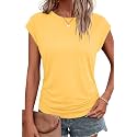 Bliwov Womens Summer Tops Cap Sleeve Crew