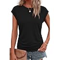 Bliwov Womens Summer Tops Cap Sleeve Crew