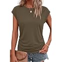 Bliwov Womens Summer Tops Cap Sleeve Crew