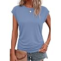 Bliwov Womens Summer Tops Cap Sleeve Crew